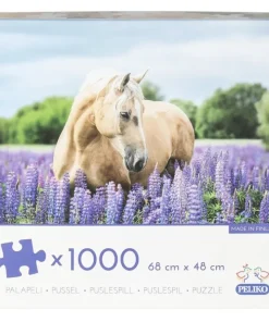 Pussel 1000 bitar Hästen med blommor