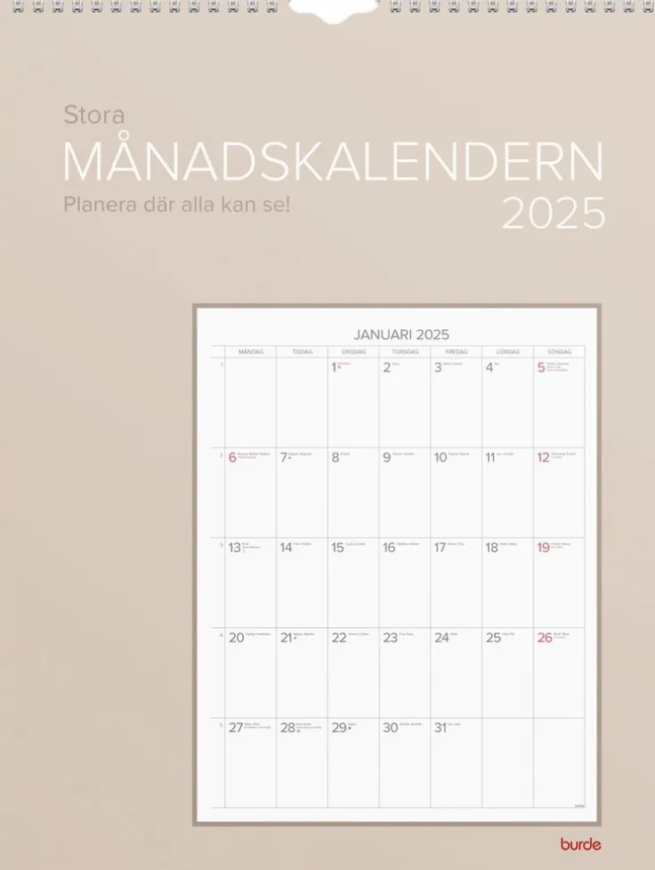 Väggkalender 2025 Stora Månadskalendern